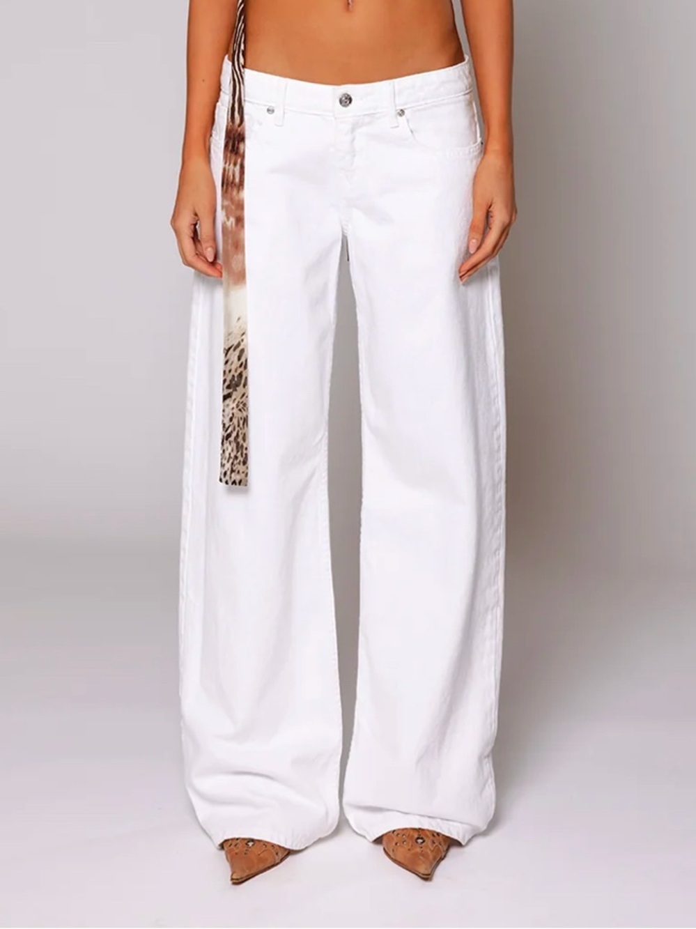 REVICE White Wide-Leg High-Rise Jeans